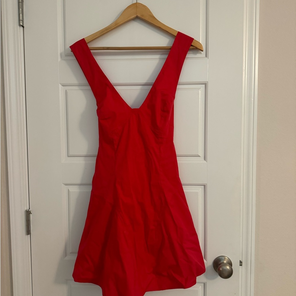 Free People Vibrant Red Backless Dress